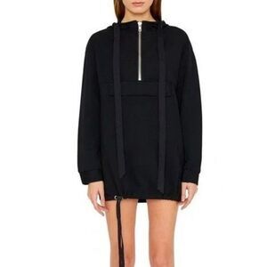 NWOT Danielle Guizio Pullover Hoodie Sweatshirt Women's Mini Black Dress M